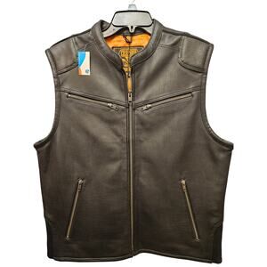 Milwaukee Leather Men's Zipper Front Black Leather Vest MLM3502 Size Large